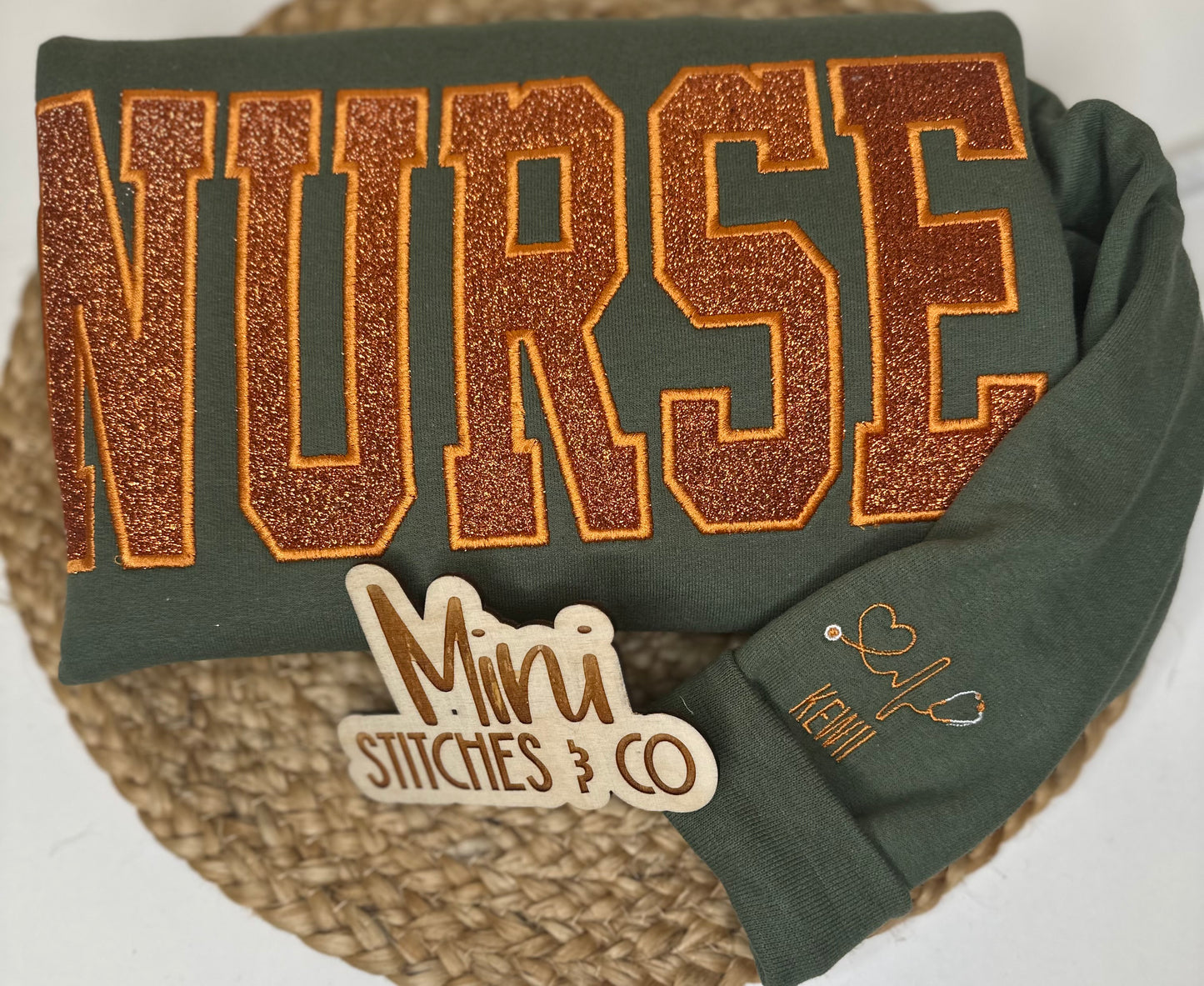 Military Green Glitter Title Sweatshirt