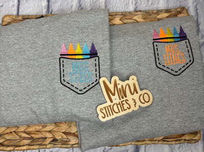 Crayon Teacher Embroidered Shirt