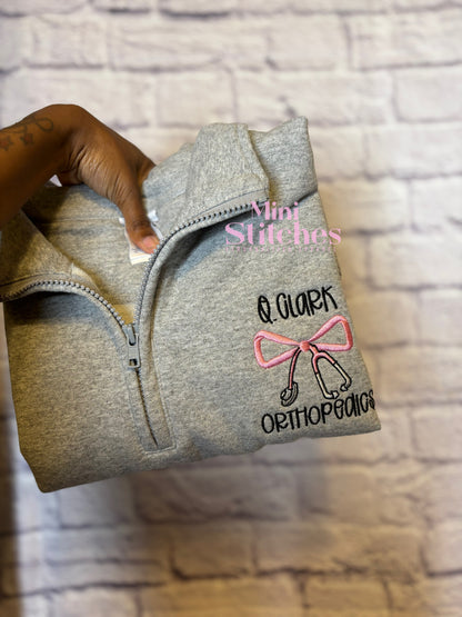 Personalized Bow Stethoscope Quarter Zip