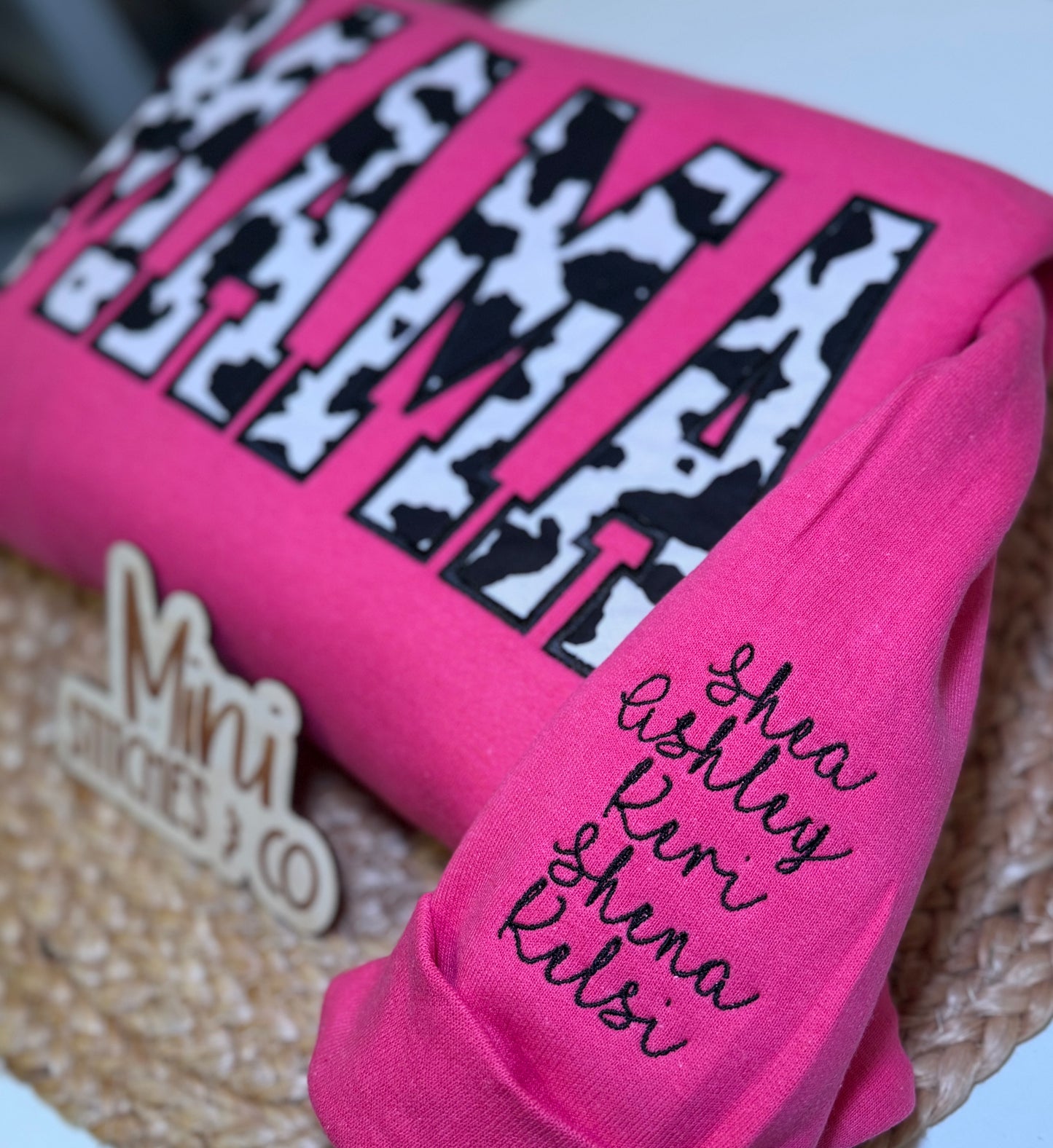 Personalized Mama Sweatshirt – Leopard, Cow Print or Camo