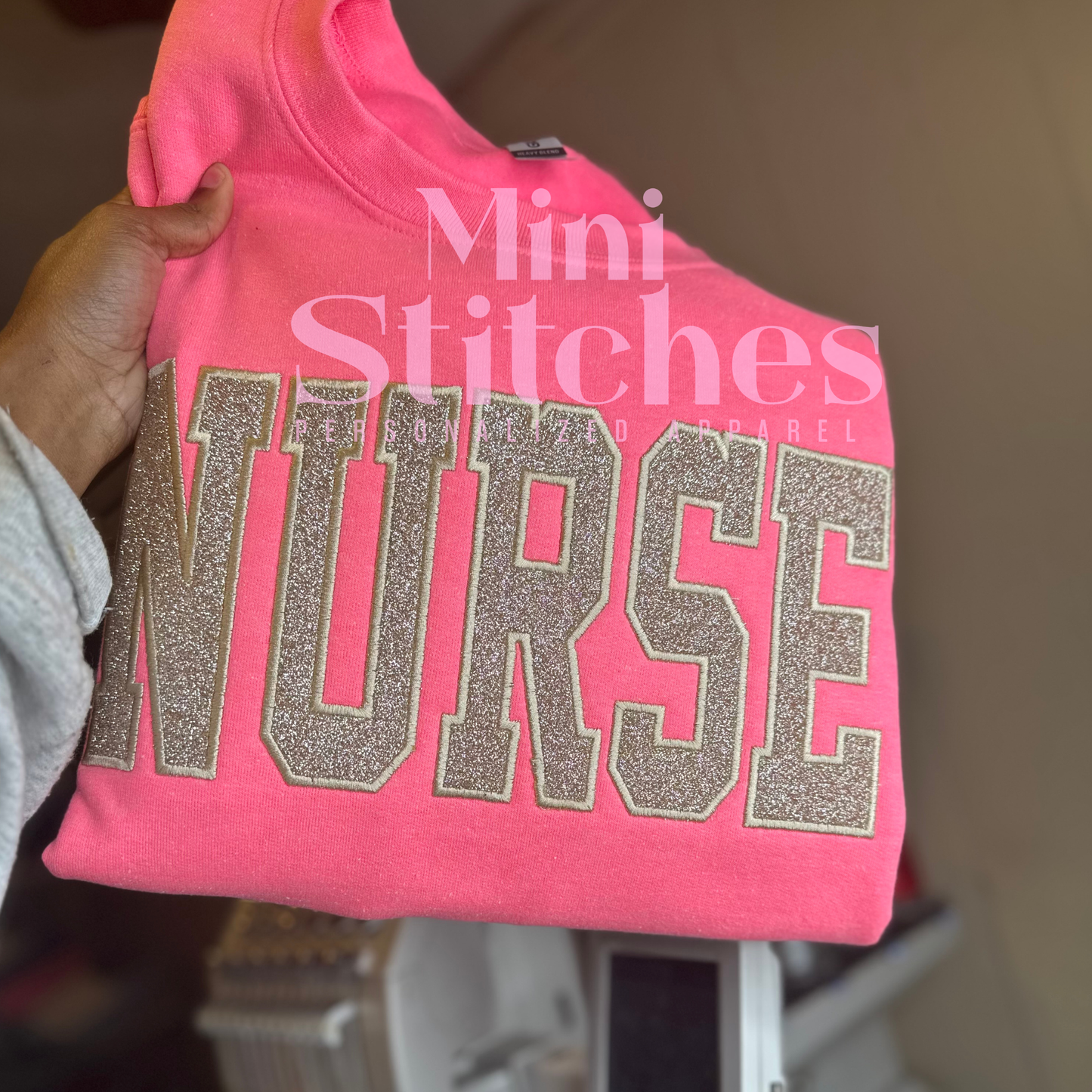 Safety Pink Glitter Title Sweatshirt