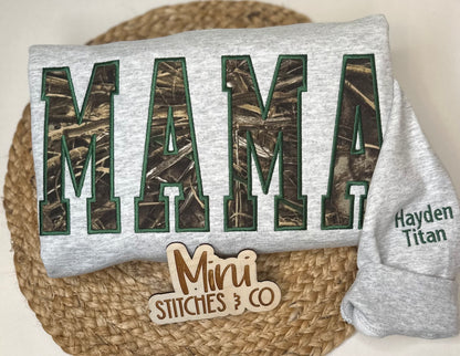 Personalized Mama Sweatshirt – Leopard, Cow Print or Camo