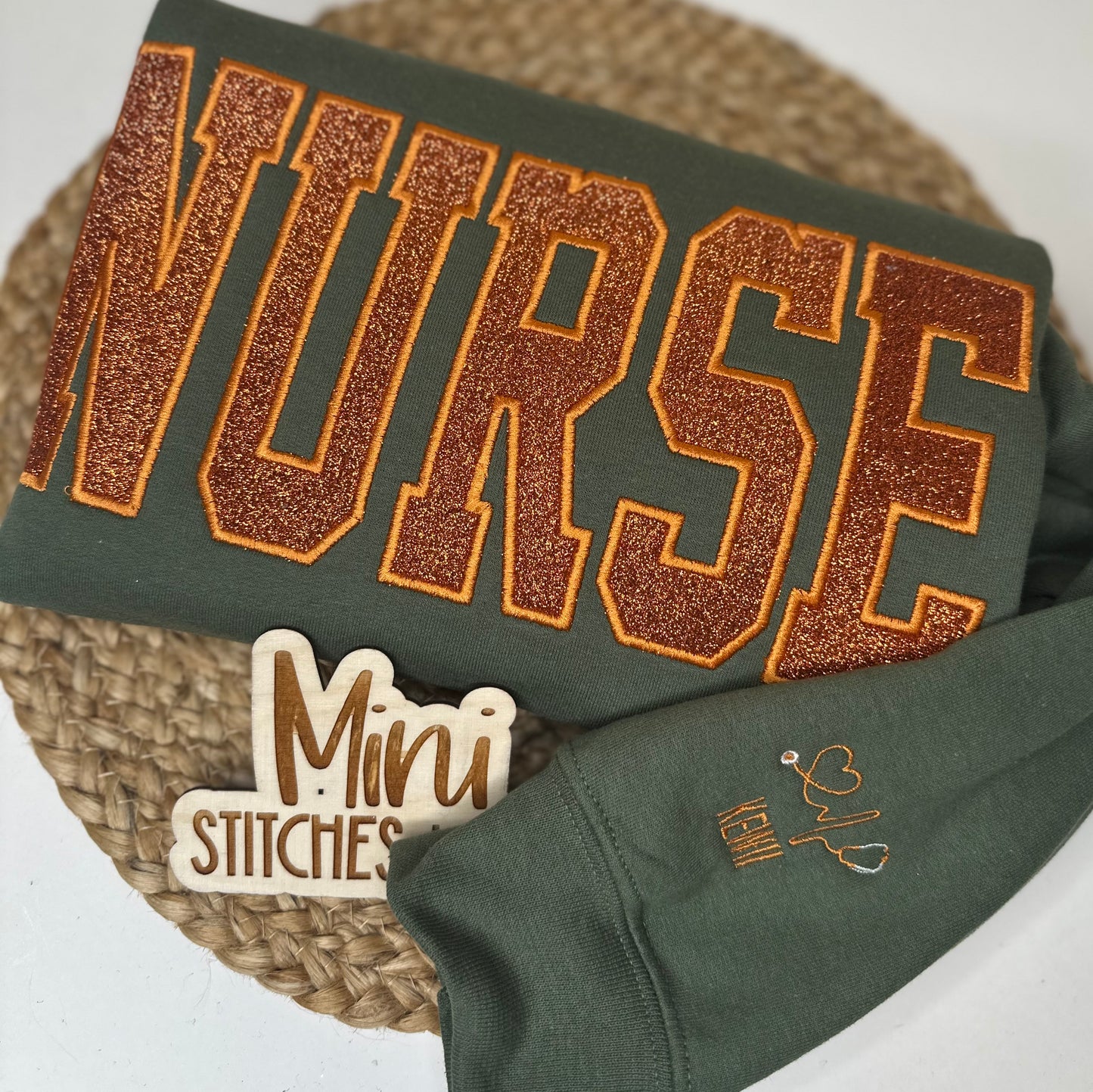 Military Green Glitter Title Sweatshirt