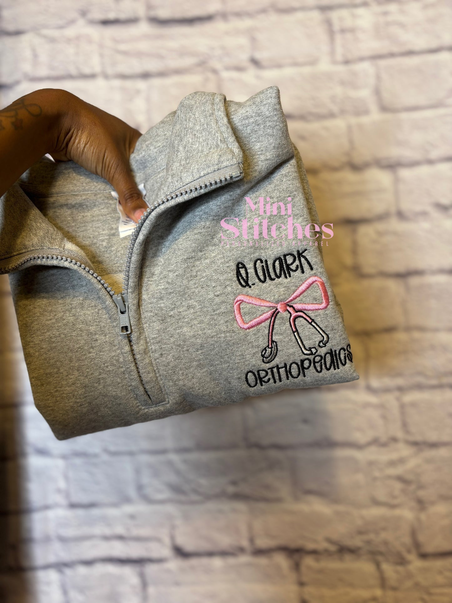 Personalized Bow Stethoscope Quarter Zip