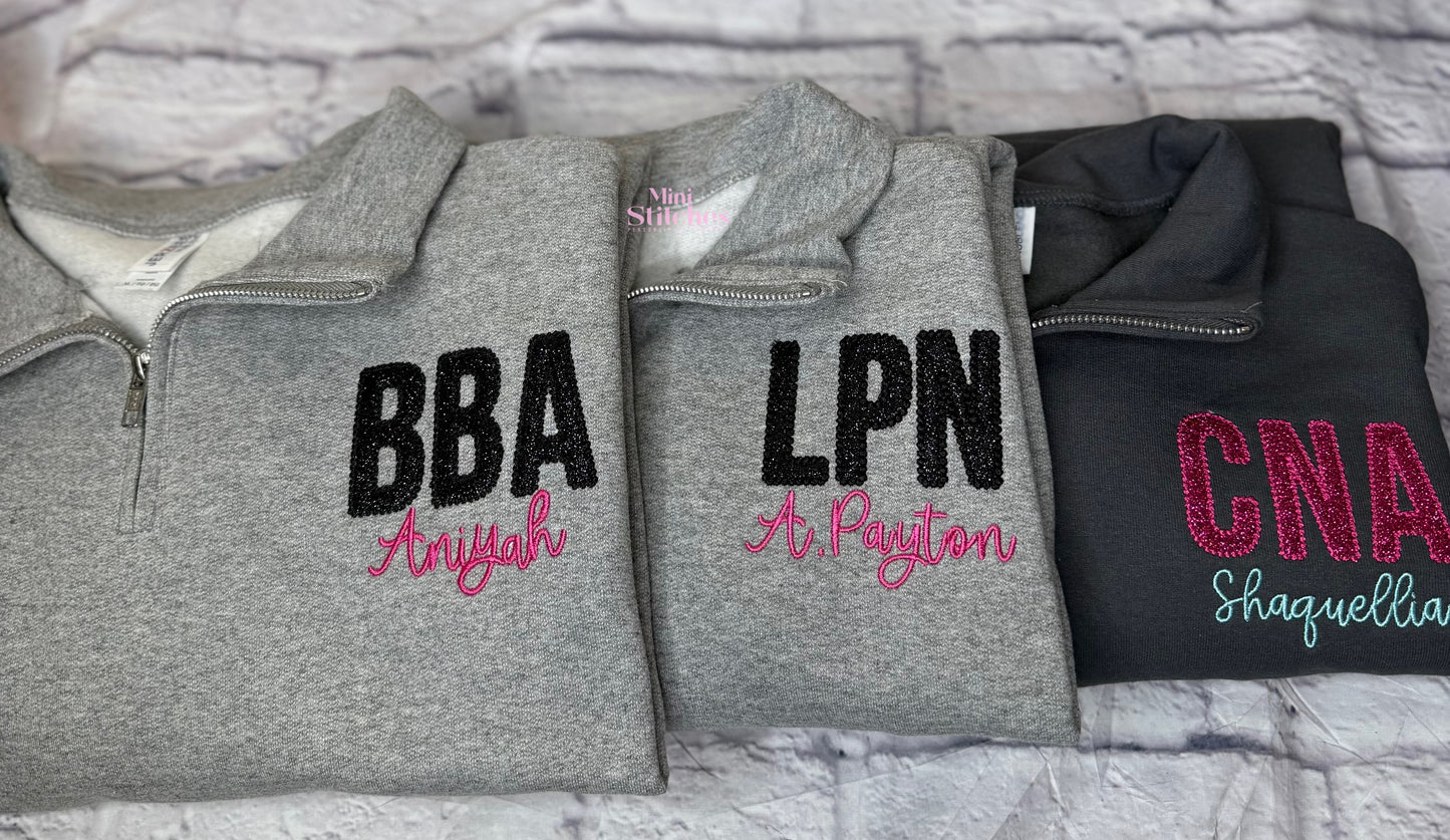 Glitter Credential Quarter Zip - Personalized